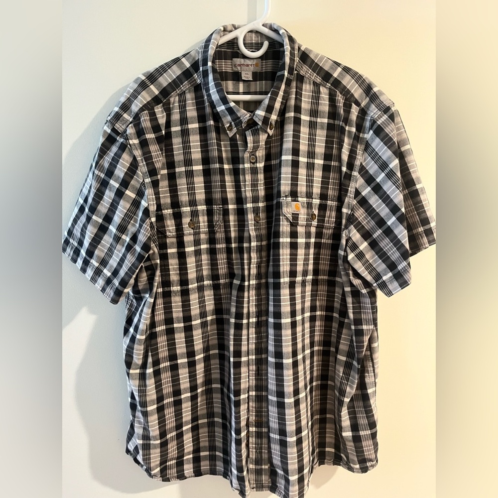 Carhartt Black and White Mens Relaxed Fit Casual Button Down Shirt 3xL